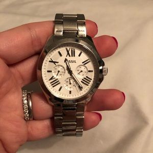 Silver Fossil Watch